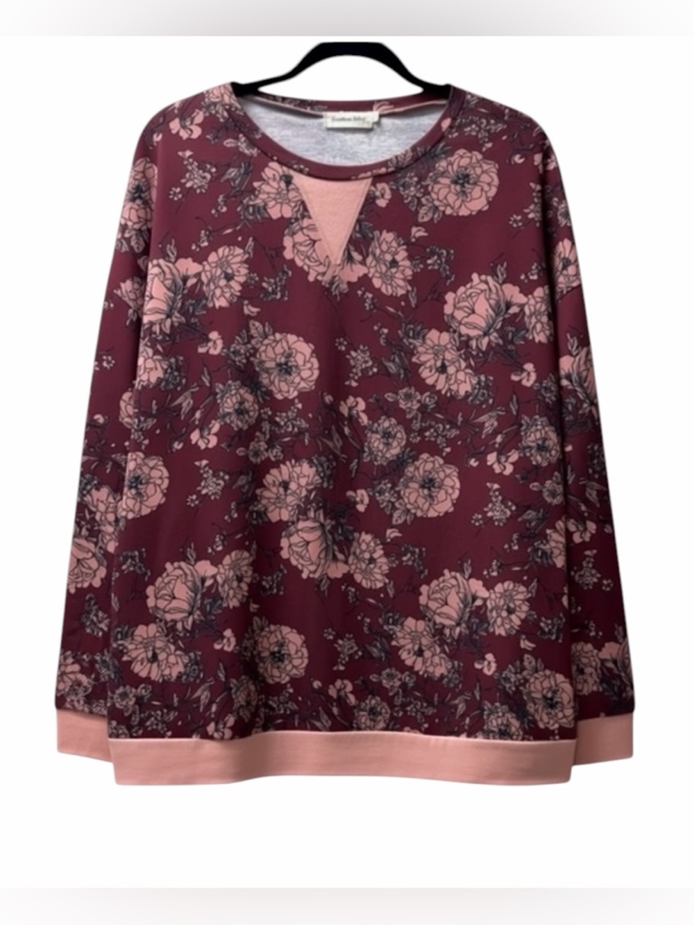 Southern Stitch Burgundy Floral Top in size M Boho Chic